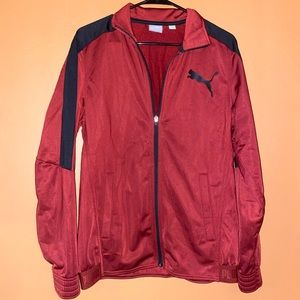 Puma Mens Zip Up Collared Maroon Jacket